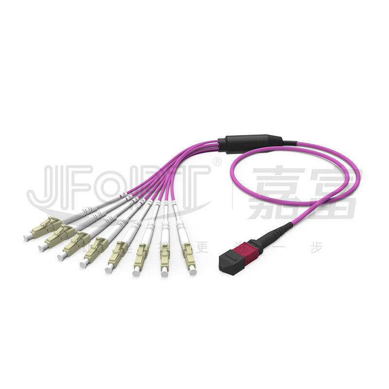 MPO - LC Breakout Patch Cord 2.0mm Fanout LC DX مع مقطع MM القياسي حلقة الخسارة