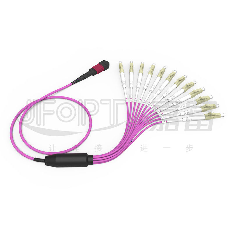 MPO - LC Breakout Patch Cord 2.0mm Fanout LC DX مع مقطع MM القياسي حلقة الخسارة
