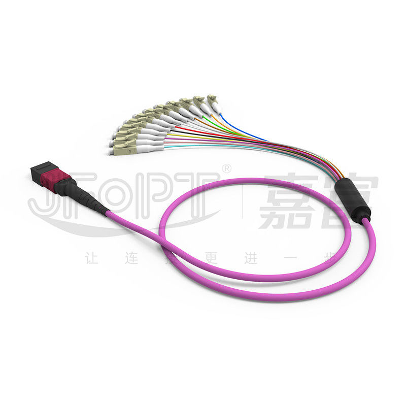 12 نواة MPO إلى LC Breakout Multimode Patch Cord OM1 OM2 OM3 OM4 OM5 0.9mm Branch