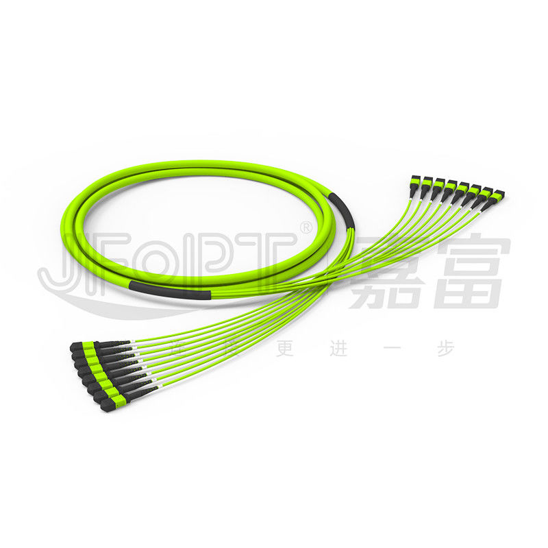 96 نواة 12 ألياف MPO Fiber Jumper 8 وحدات OM5 50/125 عرض النطاق الترددي العالي المتعدد