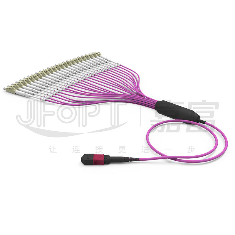 كابل الألياف المتعددة الوسائط OM4 24-Core MPO إلى LC LSZH لمركز البيانات عالي الكثافة