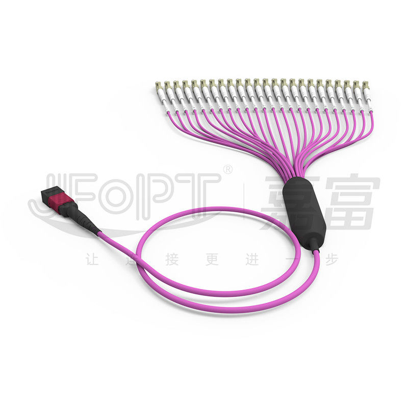 كابل الألياف المتعددة الوسائط OM4 24-Core MPO إلى LC LSZH لمركز البيانات عالي الكثافة