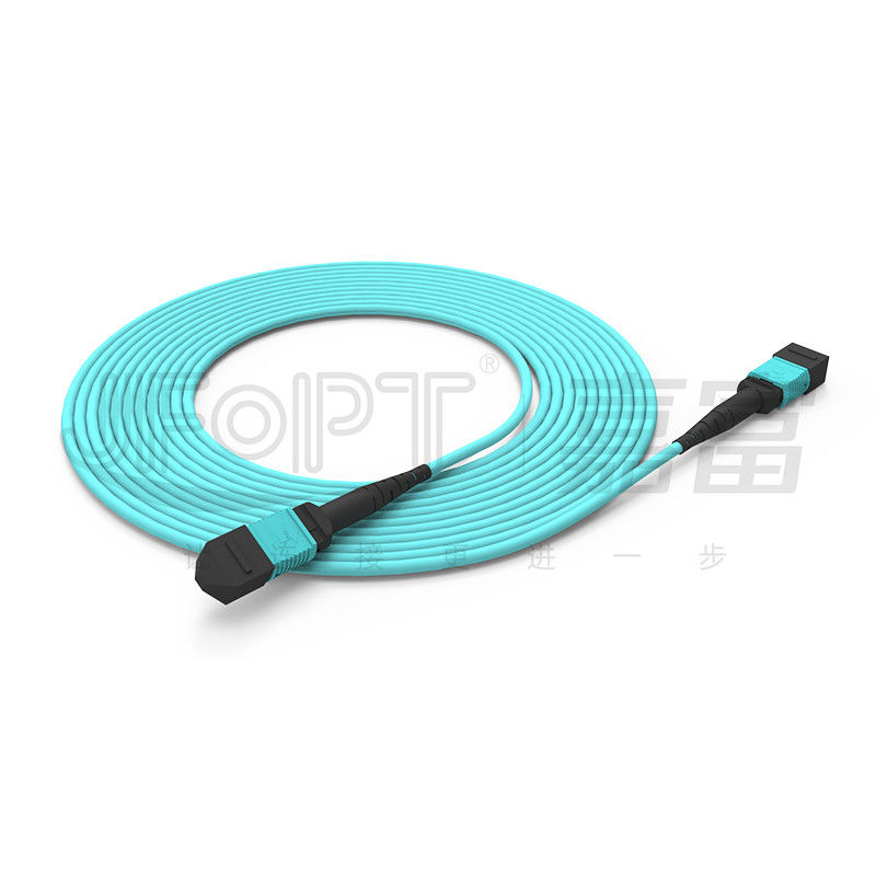 ضياع عودة MPO Conccetor ≥20dB MM OM3/OM4 MPO-MPO Patch Cord للاتصال بالألياف الضوئية