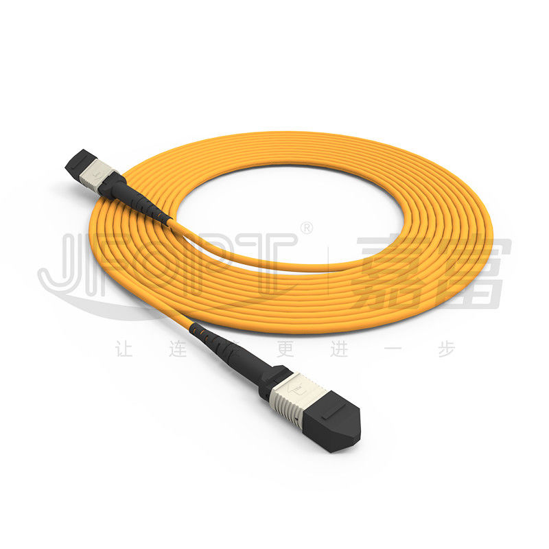 850nm Multimode Low Loss Ferrule MPO كابل الجذع متعدد النواة كابل التصحيح بالألياف البصرية