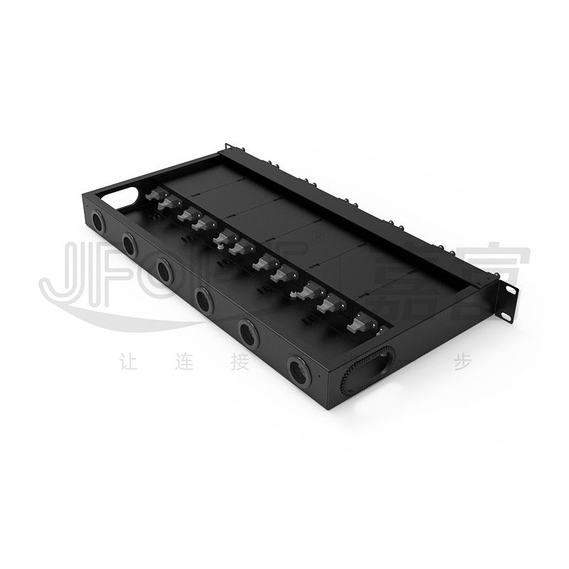 1U MPO-LC G657A1 144 النواة كثافة مربع التقاطع عالي الكثافة مع محول LC هيكل الفولاذ المطاط البارد