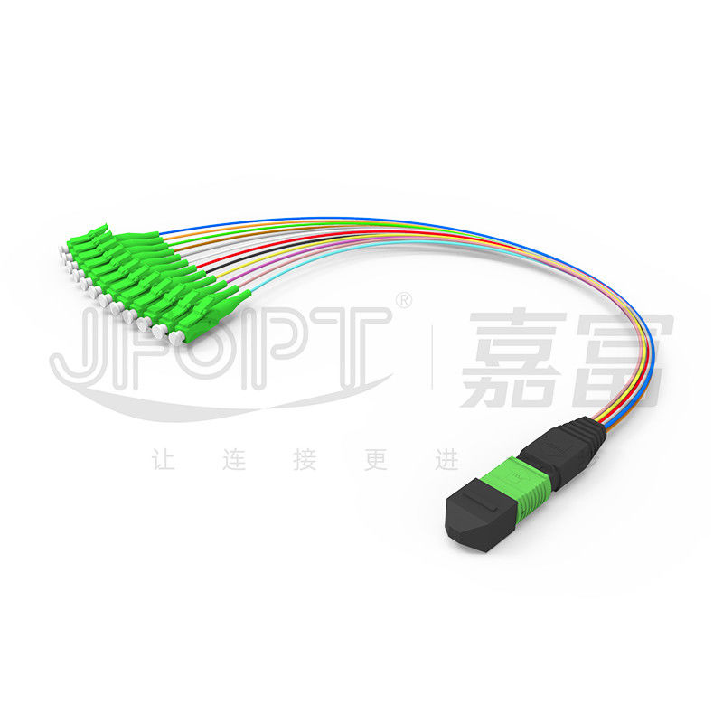 MPO-LC 0.9mm 12Cores Breakout Cable الطول المخصص SM G657a1 الألياف متعددة الألياف