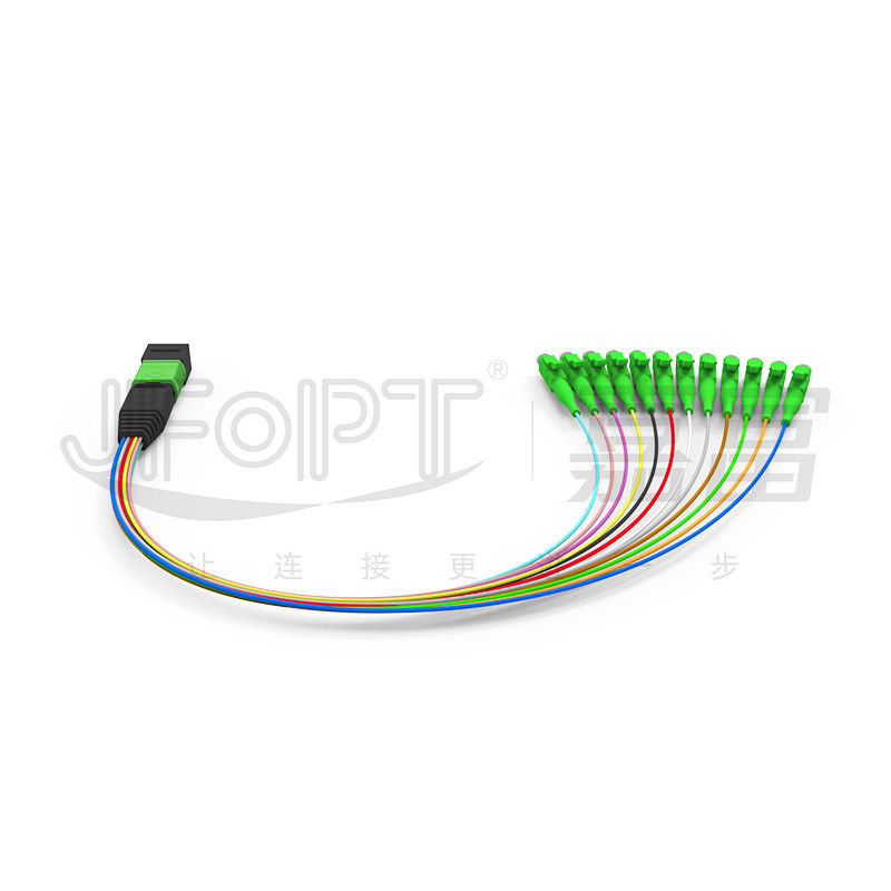 MPO-LC 0.9mm 12Cores Breakout Cable الطول المخصص SM G657a1 الألياف متعددة الألياف