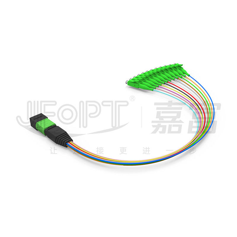 MPO-LC 0.9mm 12Cores Breakout Cable الطول المخصص SM G657a1 الألياف متعددة الألياف