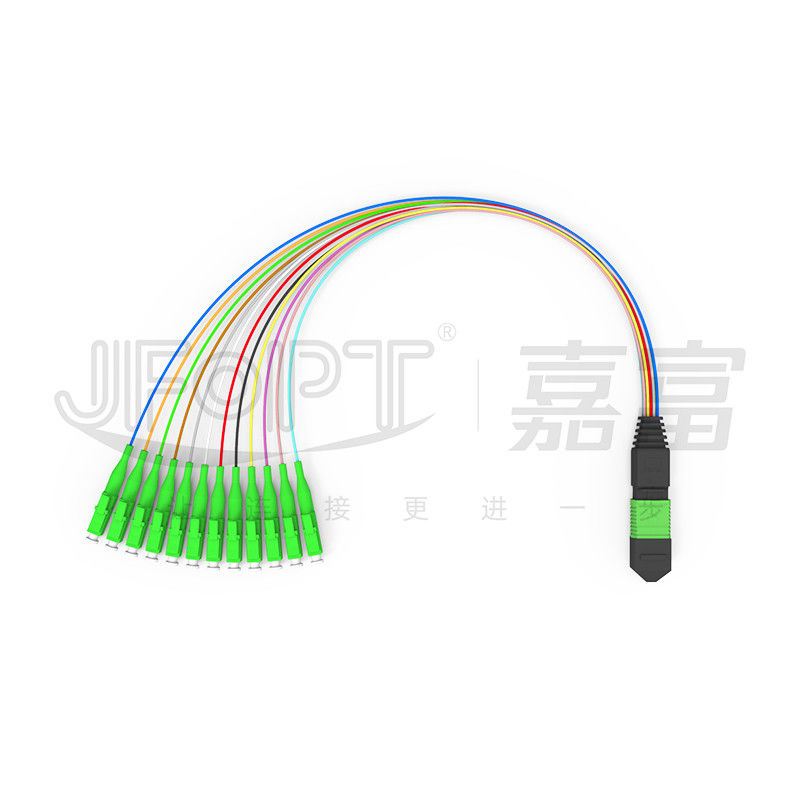 MPO-LC 0.9mm 12Cores Breakout Cable الطول المخصص SM G657a1 الألياف متعددة الألياف