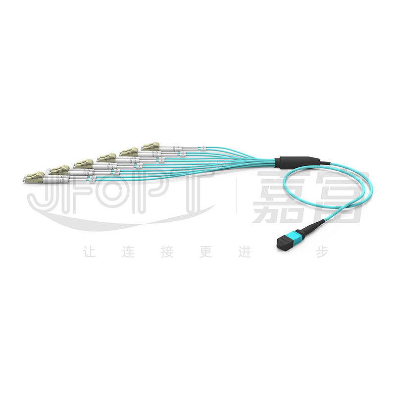 كابل MPO الاختراق غير المتداخل مع رابط LC 12 ألياف OM3 OM4 MPO Single End LC Duplex End